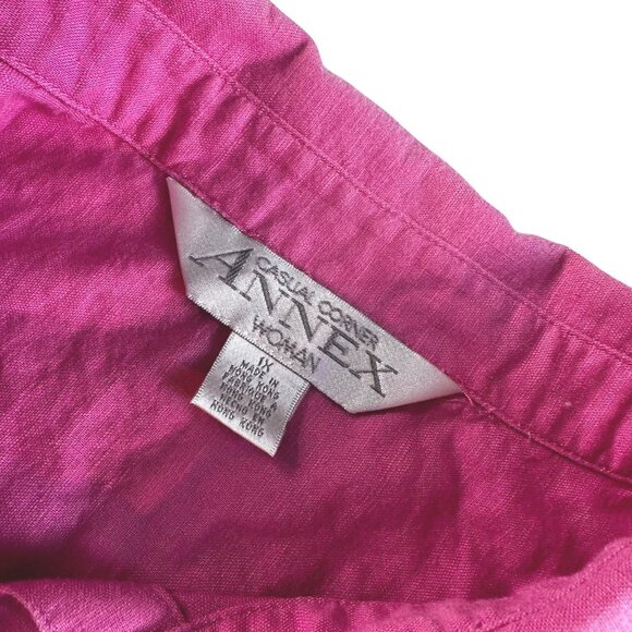 Annex by Casual Corner Pink Button Up Blouse Plus Sz 1X Linen Long Sleeve Shirt - Picture 6 of 9
